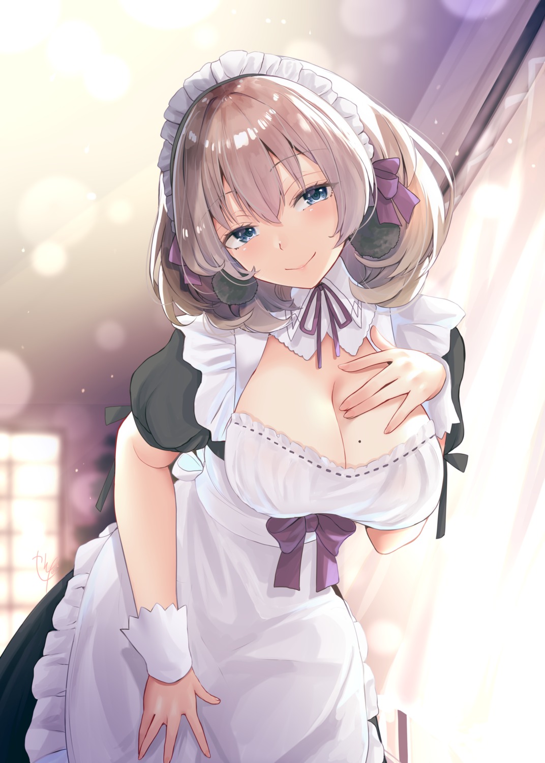 cleavage maid narushima_kanna no_bra