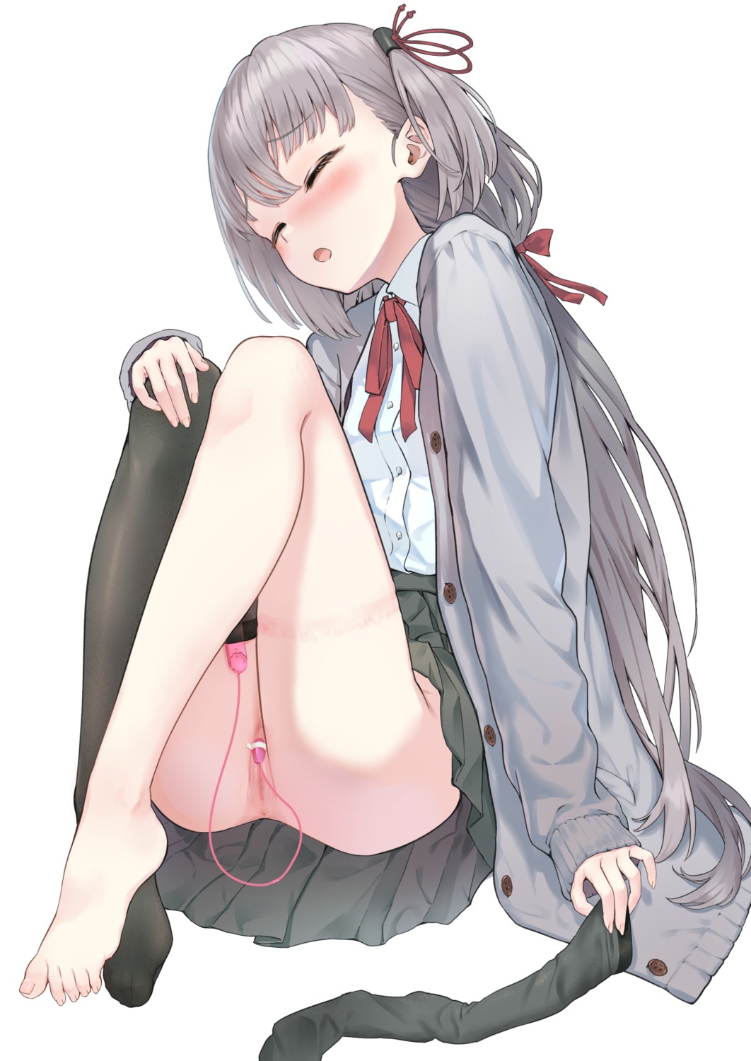 anus censored feet namikishiho nopan pussy seifuku skirt_lift sweater thighhighs vibrator