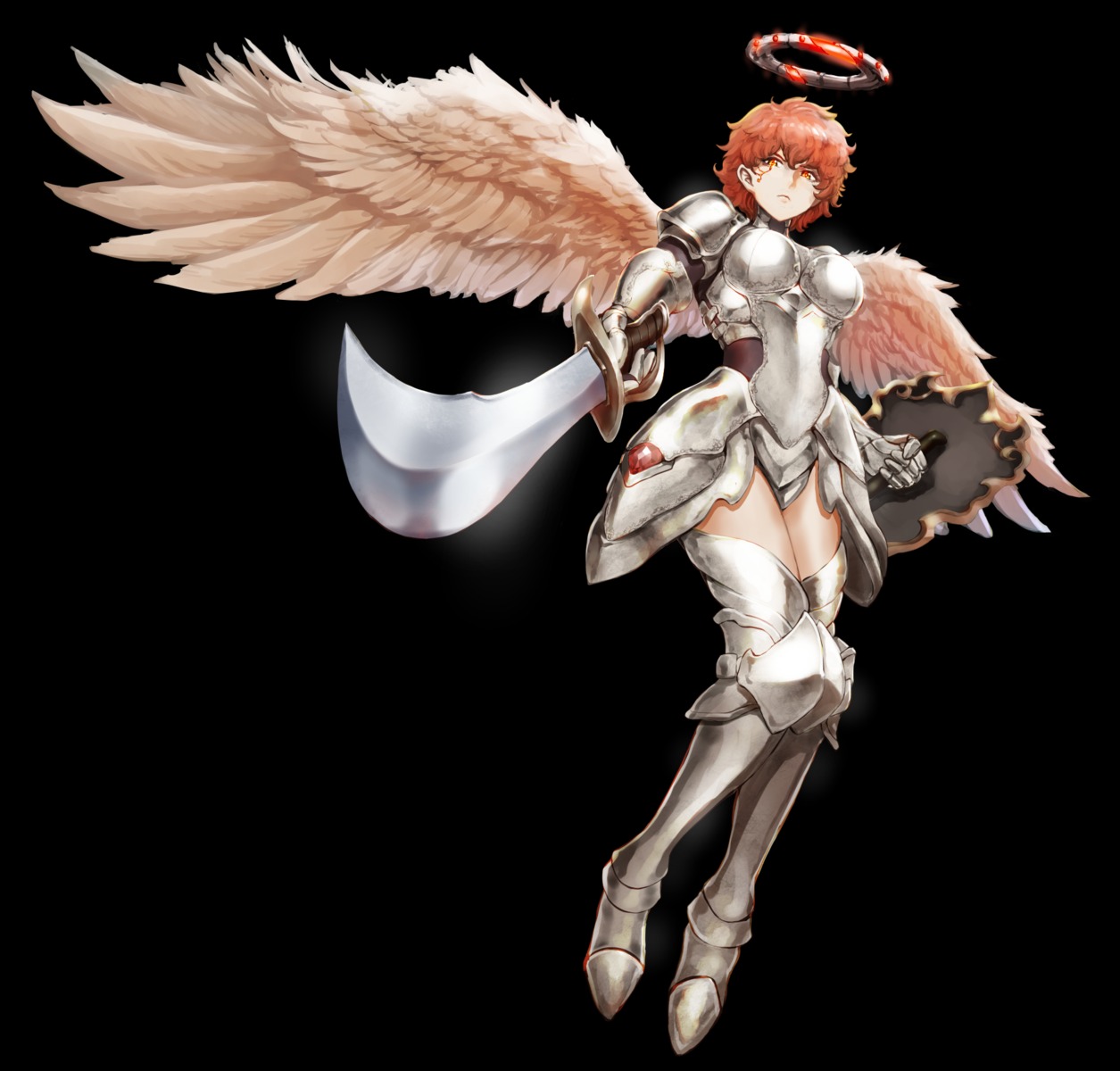 angel armor jojobirdz sword thighhighs wings