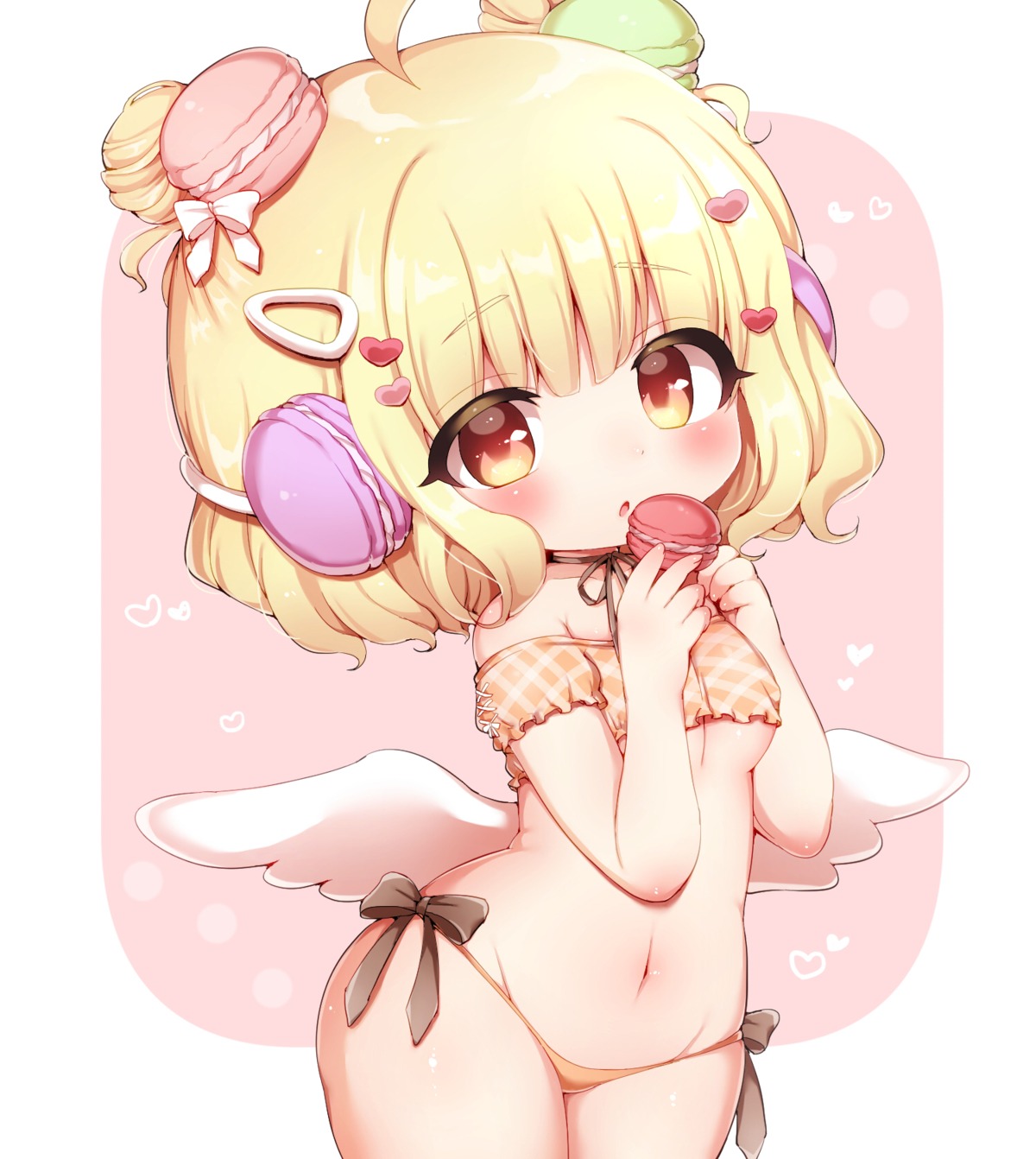 bikini chibi loli momozu_komamochi pantsu swimsuits underboob wings