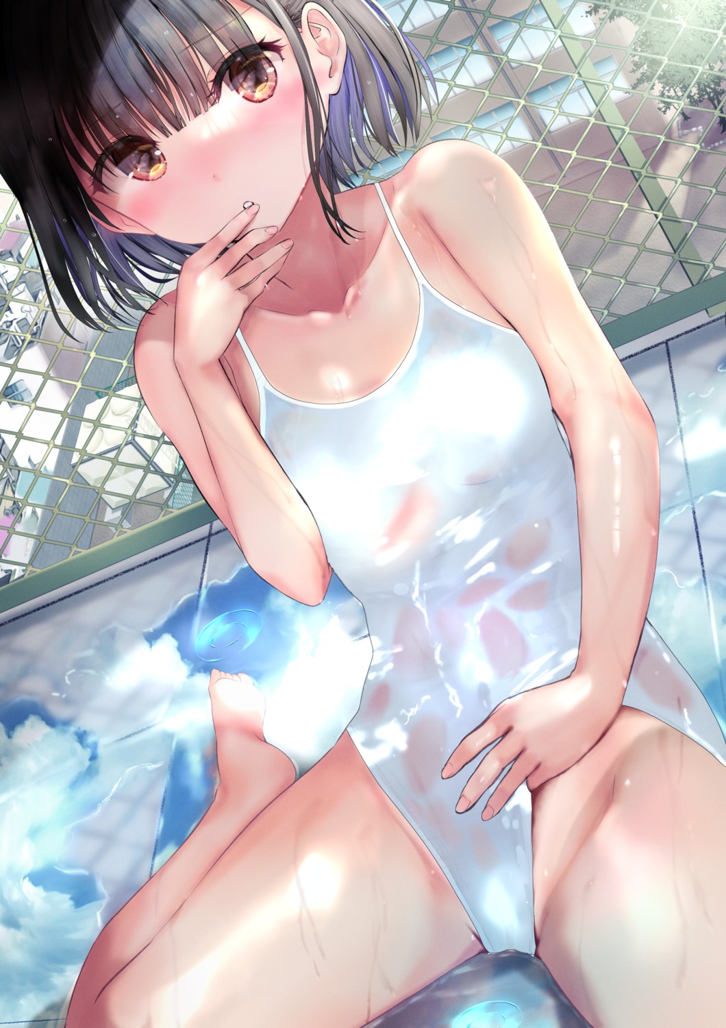 ogata_tei school_swimsuit see_through swimsuits wet wet_clothes