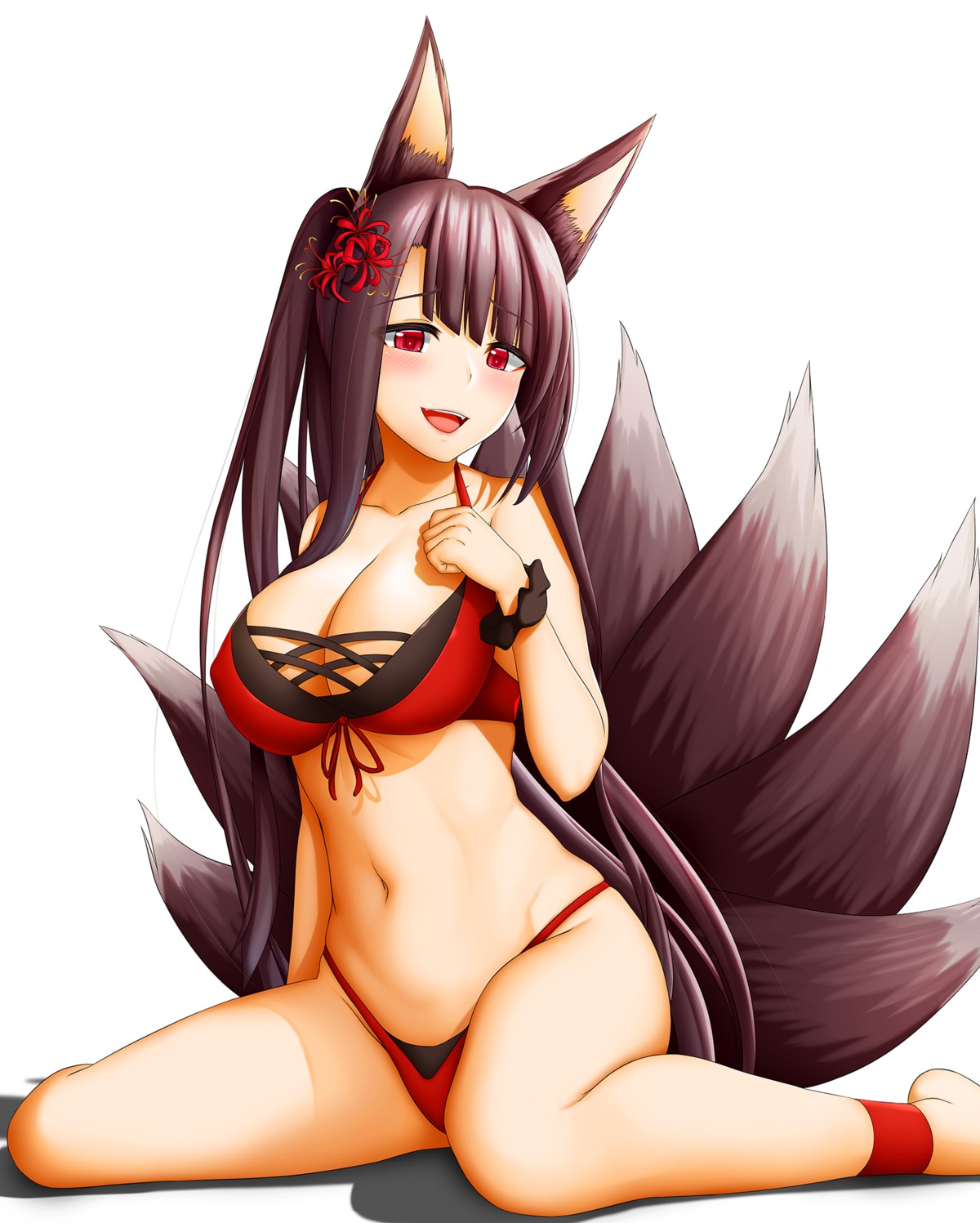 abukobato akagi_(azur_lane) animal_ears azur_lane bikini kitsune swimsuits tail