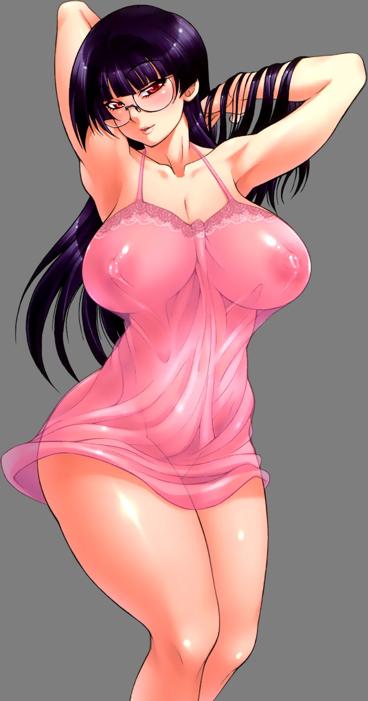 ando_hiroyuki cleavage lingerie megane nipples nopan see_through transparent_png