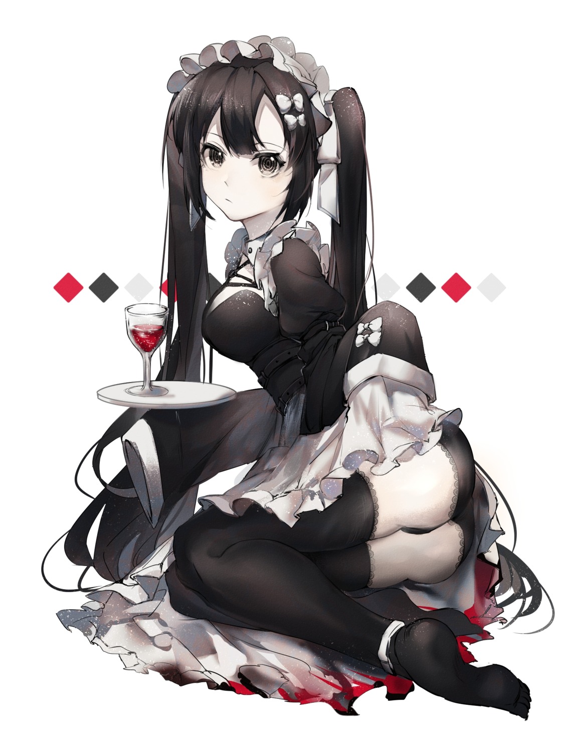 ass blood feet maid pantsu skirt_lift thighhighs thong windworker