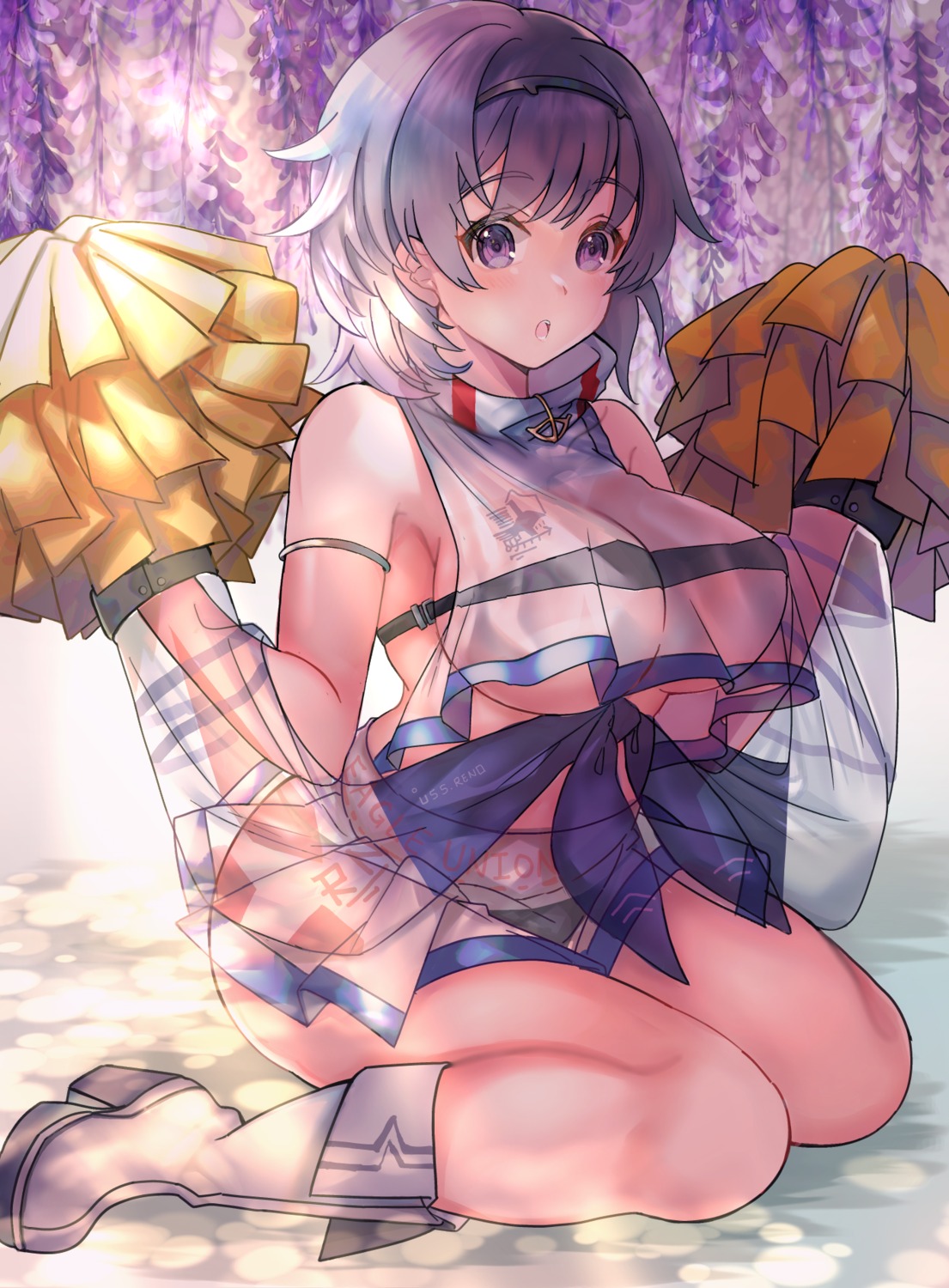 azur_lane bra cheerleader pantsu see_through shibaebi_(yasaip_game) wet_clothes