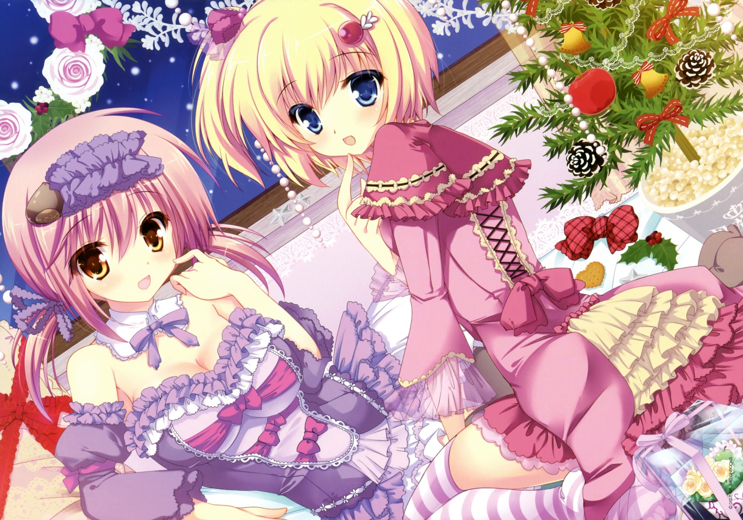 christmas cleavage dress hinata_momo lemon-chan marron-chan melonbooks melongirls see_through thighhighs