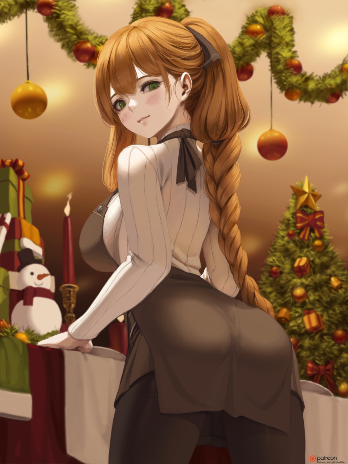 ass christmas girls_frontline letdie1414 pantyhose springfield_(girls_frontline) sweater