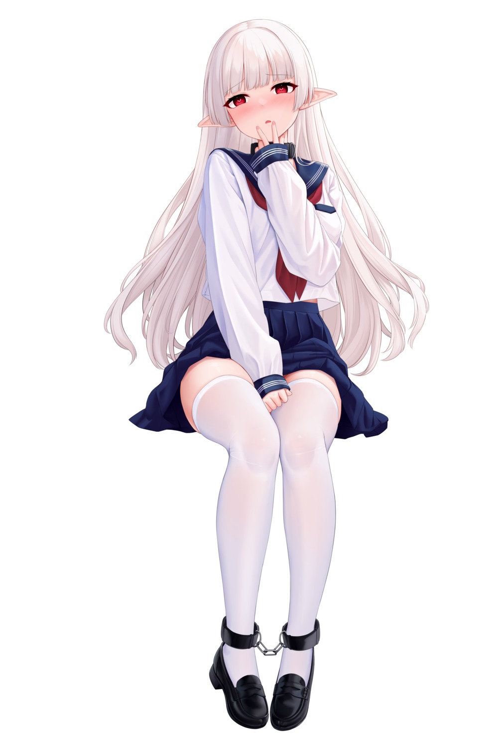 allenes pointy_ears seifuku thighhighs