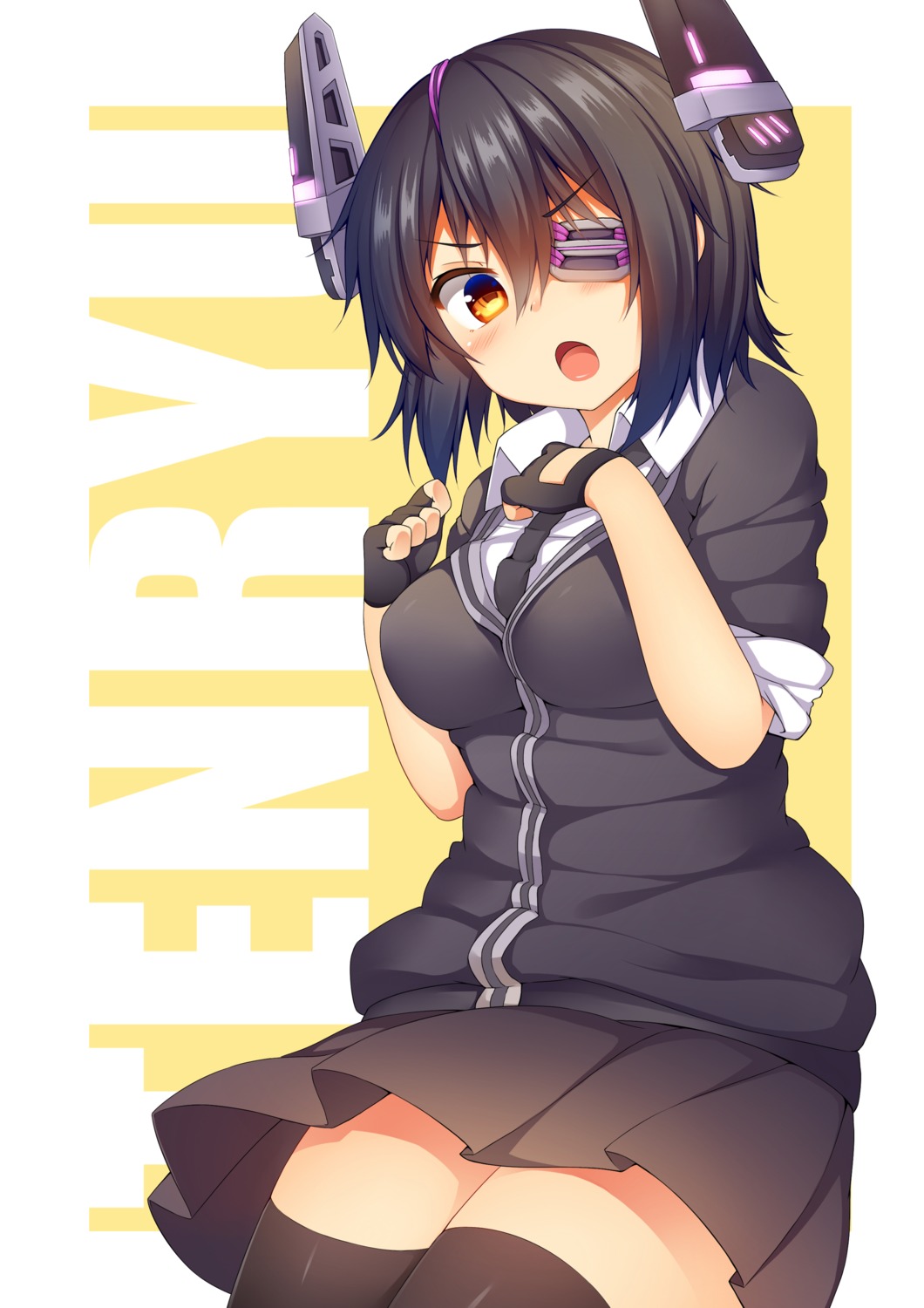 eyepatch kantai_collection suteba_(grzjkbhgf) tenryuu_(kancolle) thighhighs