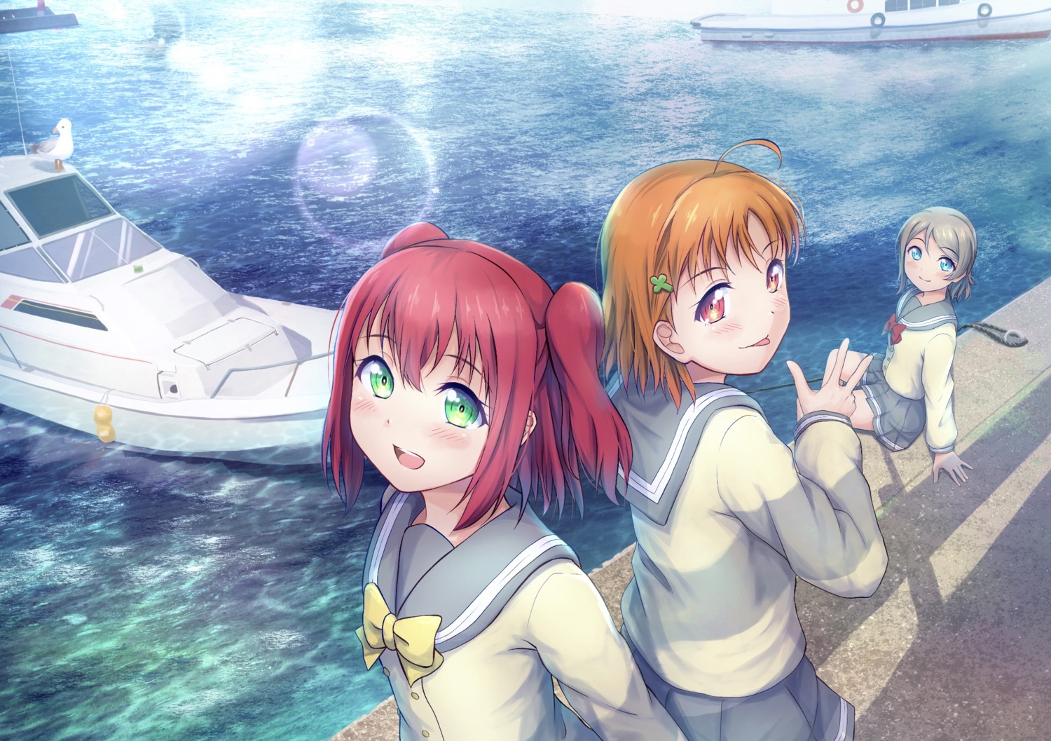 b.ren kurosawa_ruby love_live!_sunshine!! seifuku takami_chika watanabe_you