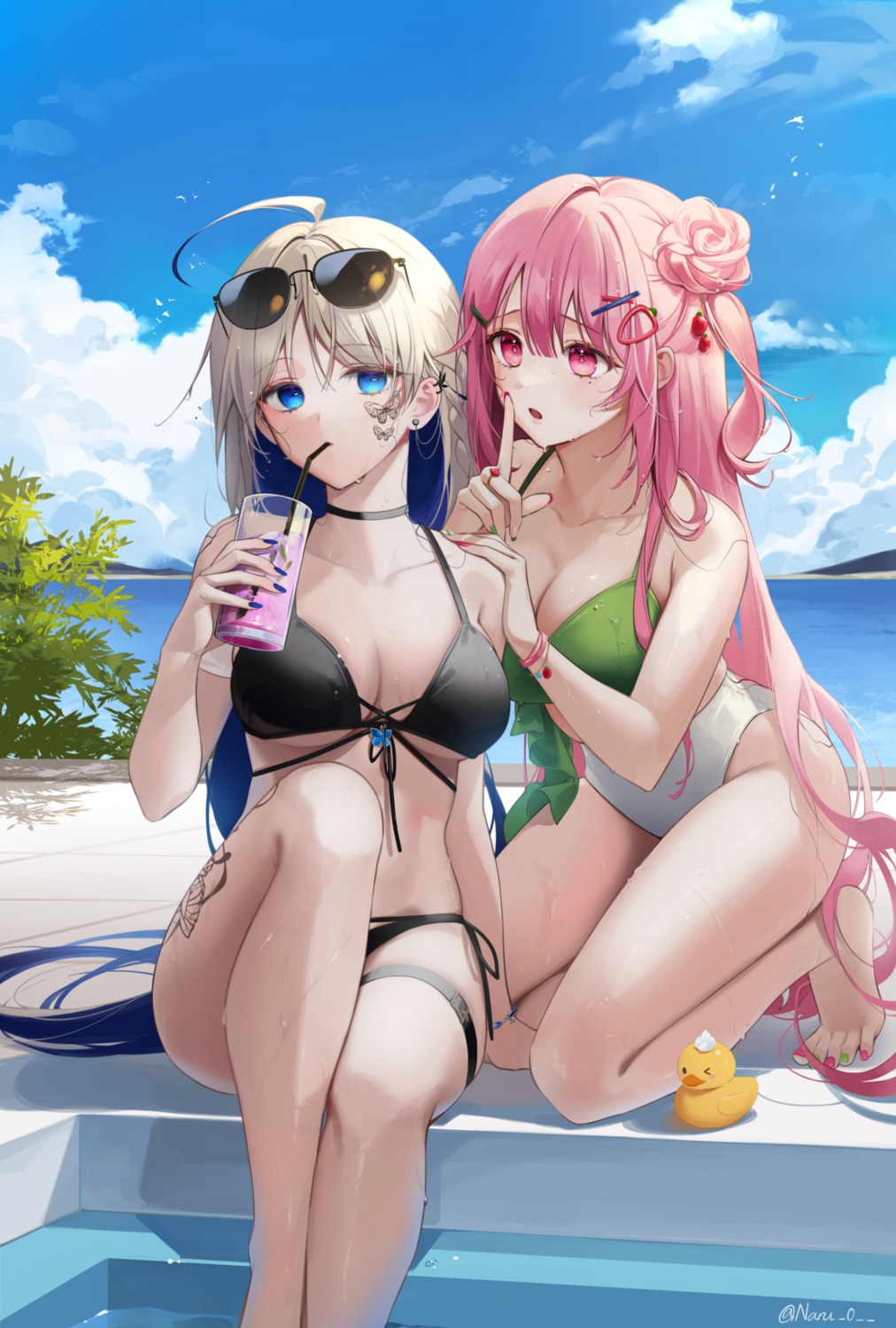 bikini garter megane naru_0 swimsuits tattoo wet