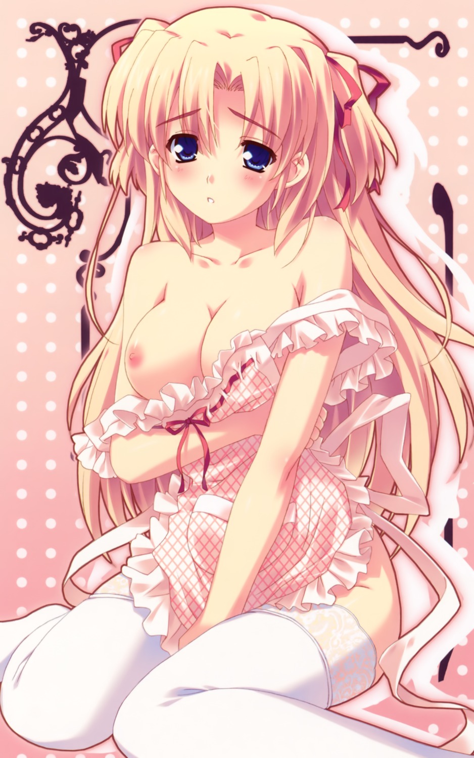 breasts kusukusu marie_rudel naked_apron nipples sakura_strasse thighhighs