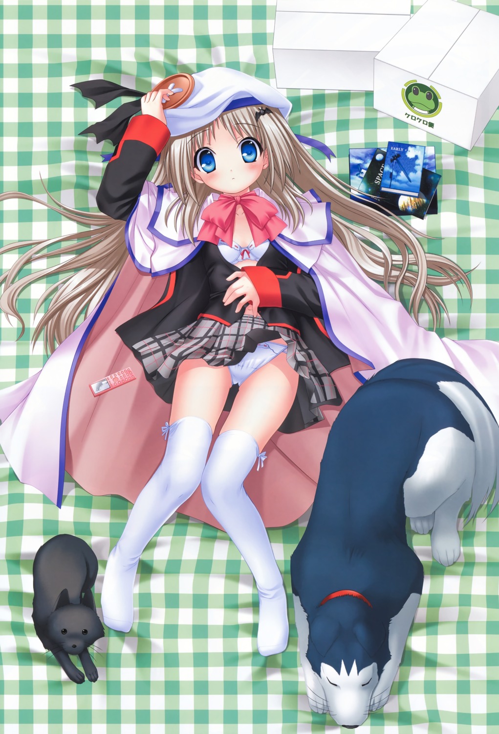 bra key kud_wafter little_busters! loli na-ga noumi_kudryavka open_shirt pantsu seifuku skirt_lift thighhighs