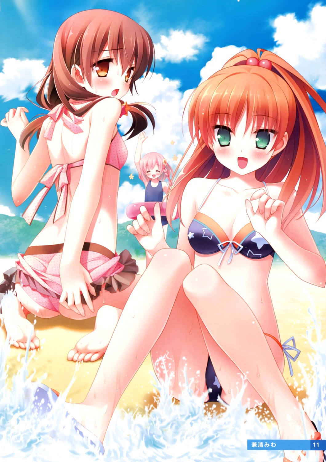 bikini cleavage feet hirosaki_kanade kanekiyo_miwa minagawa_yuuhi school_swimsuit swimsuits your_diary yua