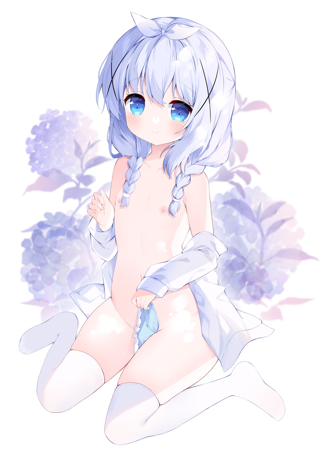 breasts gochuumon_wa_usagi_desu_ka? kafuu_chino loli nipples open_shirt pantsu thighhighs tsukimi_(xiaohuasan)