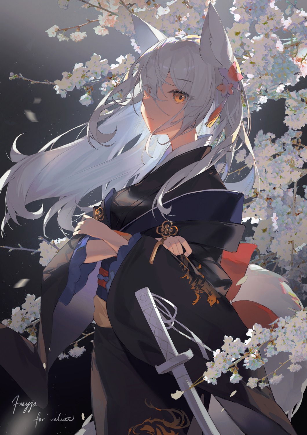 animal_ears kimono sword tail umiki