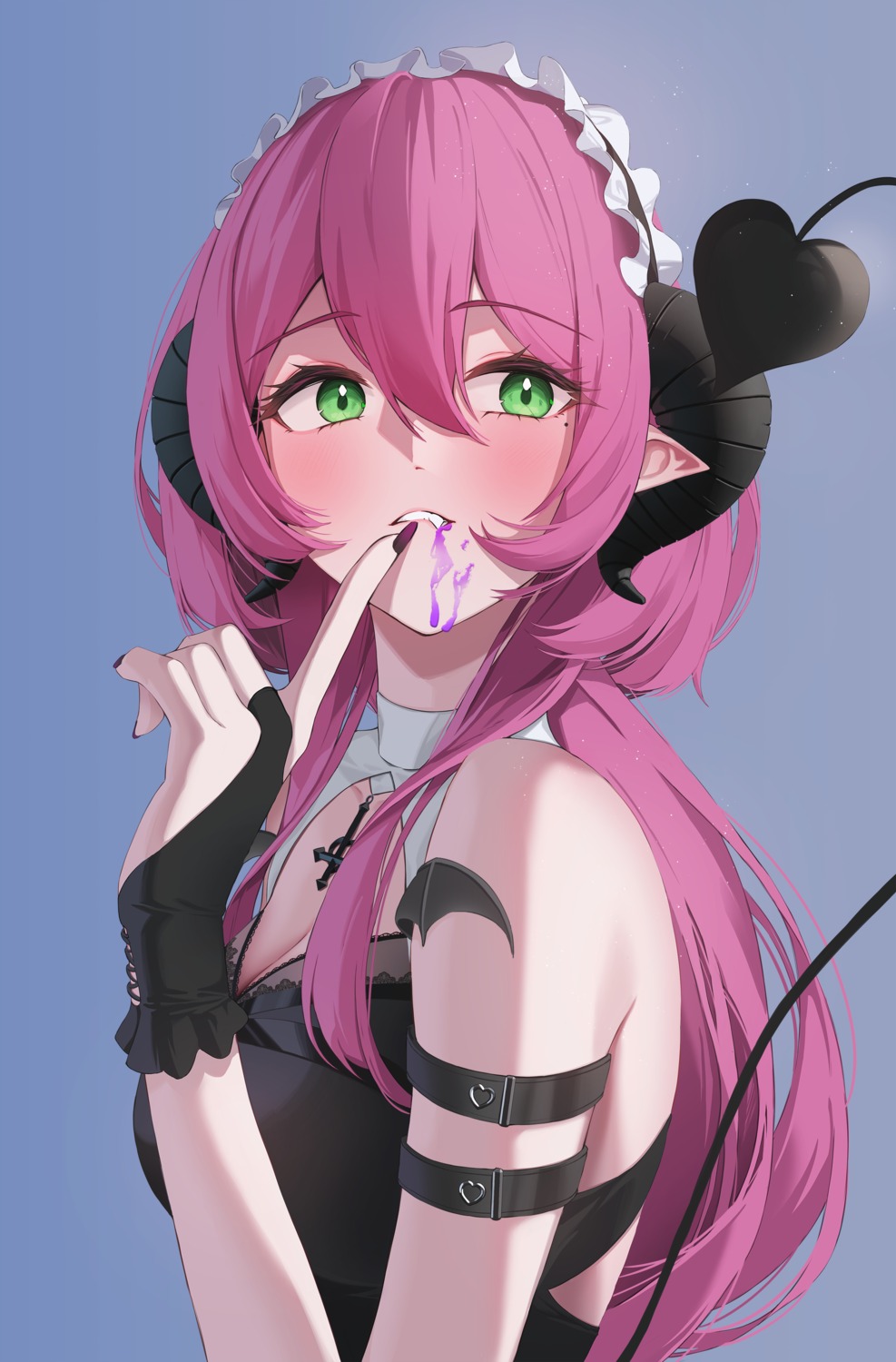 cleavage daimi_94 horns indie_virtual_youtuber pointy_ears tail violet_(vtuber)