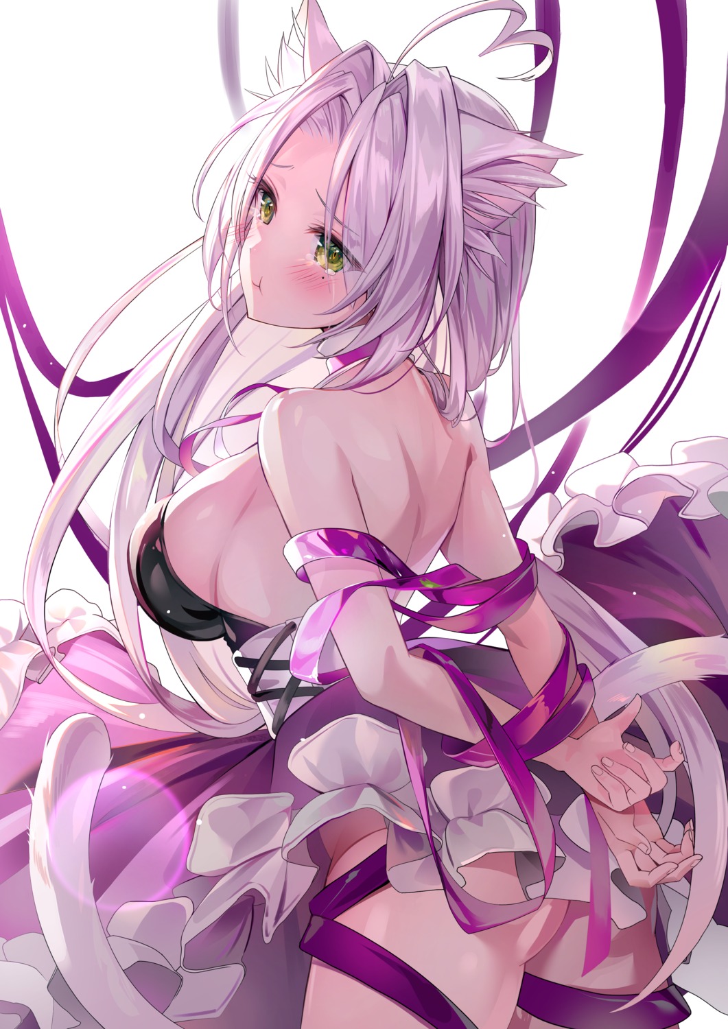 animal_ears ass bondage luna_nyann nekomimi no_bra nopan skirt_lift tail