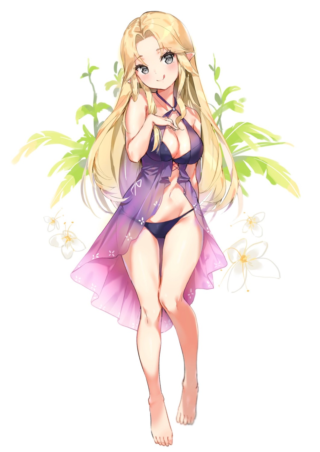 bikini cheli_(kso1564) elf pointy_ears see_through swimsuits