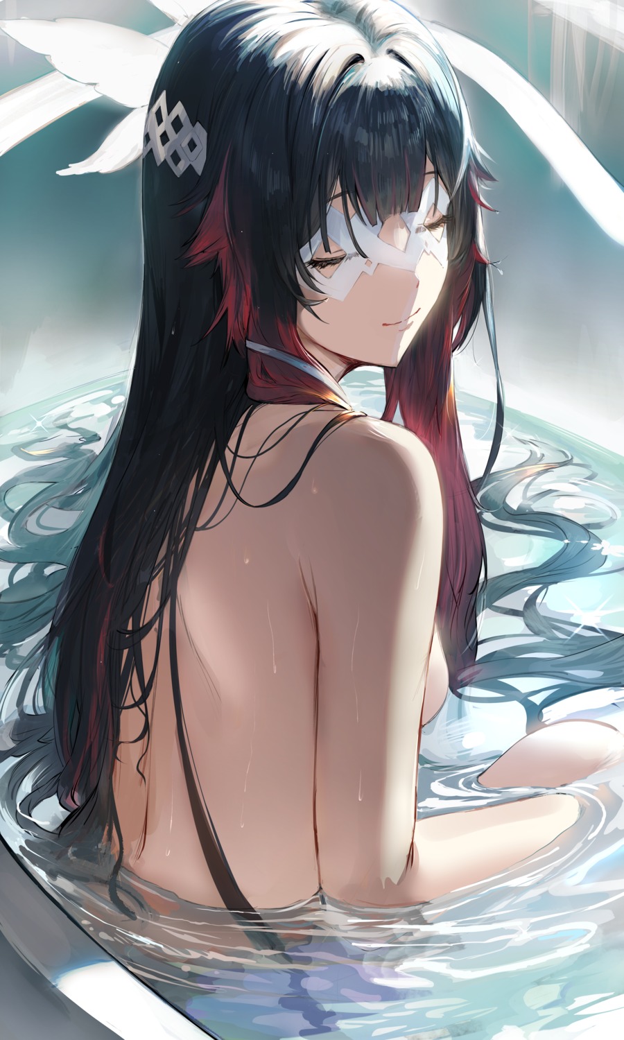 bathing columbina genshin_impact hews naked wet