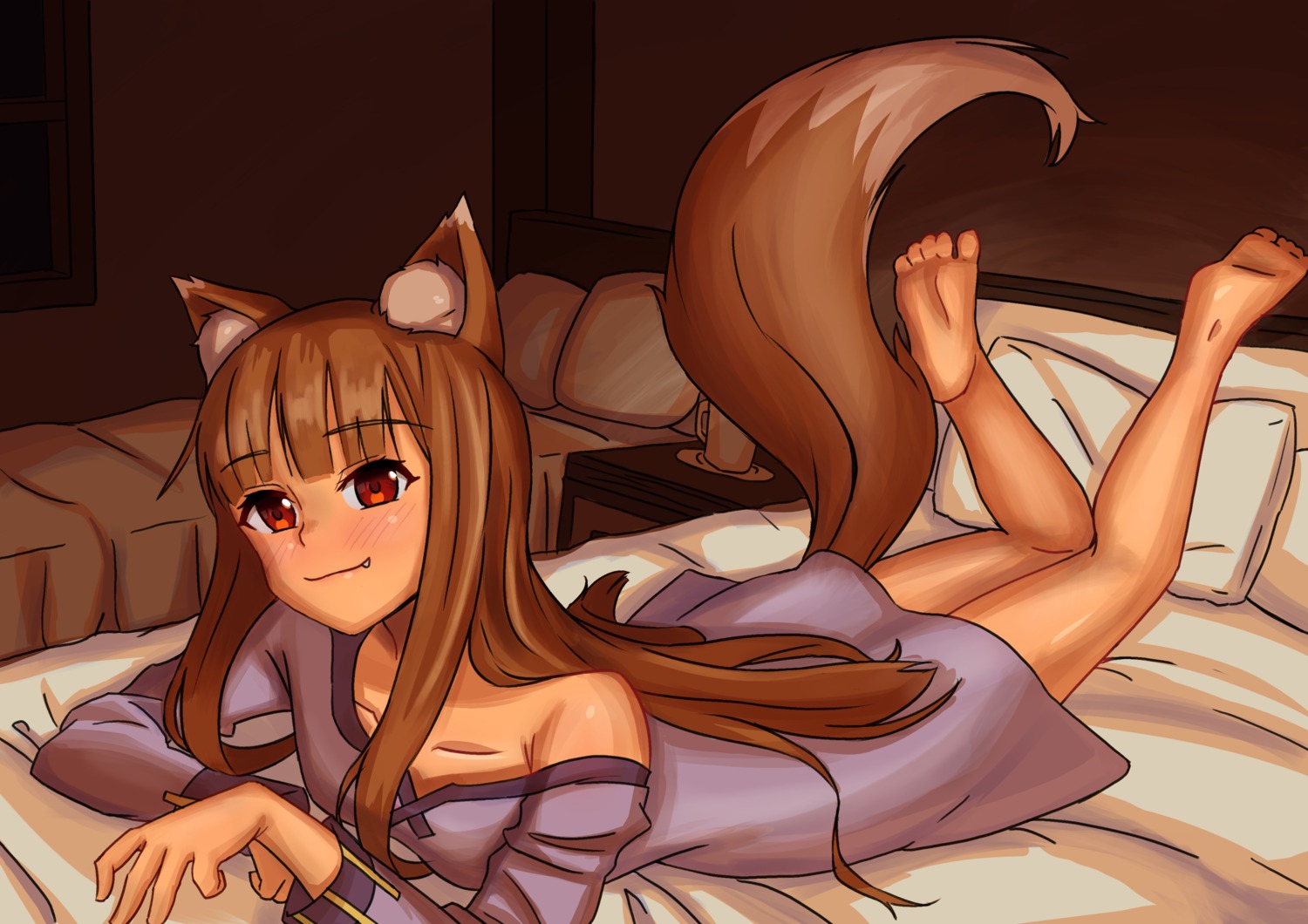 animal_ears holo spice_and_wolf tail tsunderen