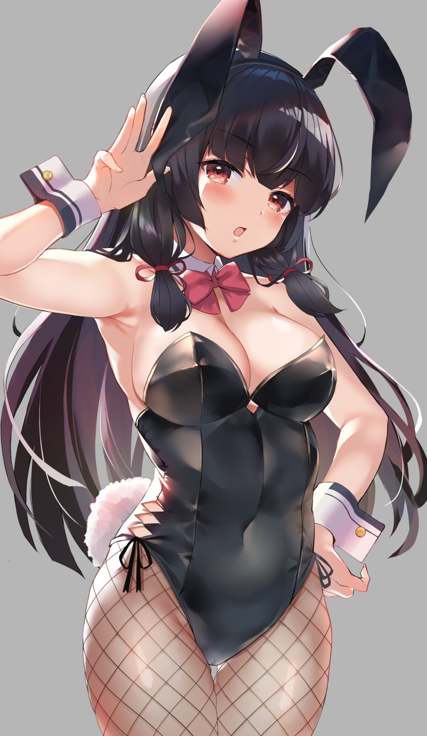 animal_ears bunny_ears bunny_girl cleavage fishnets isokaze_(kancolle) kantai_collection monoto tail