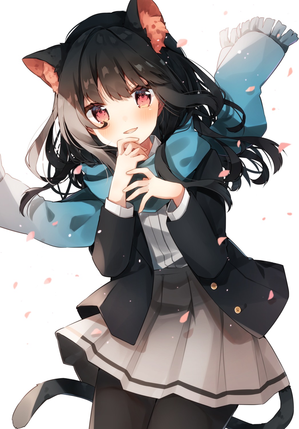 animal_ears nekomimi pantyhose pirorikin seifuku tail