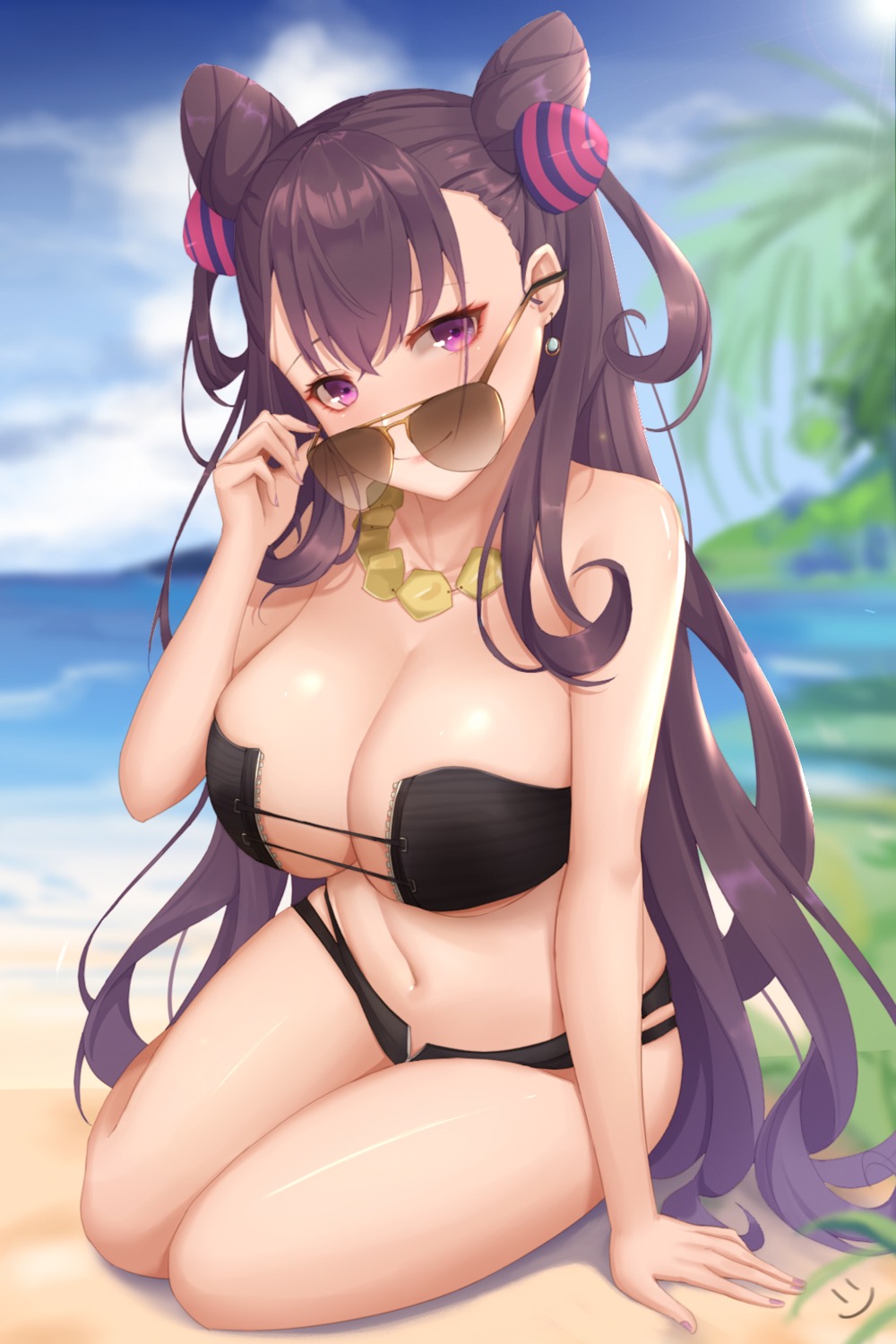 bikini fate/grand_order megane murasaki_shikibu_(fate) swimsuits wei_xiao