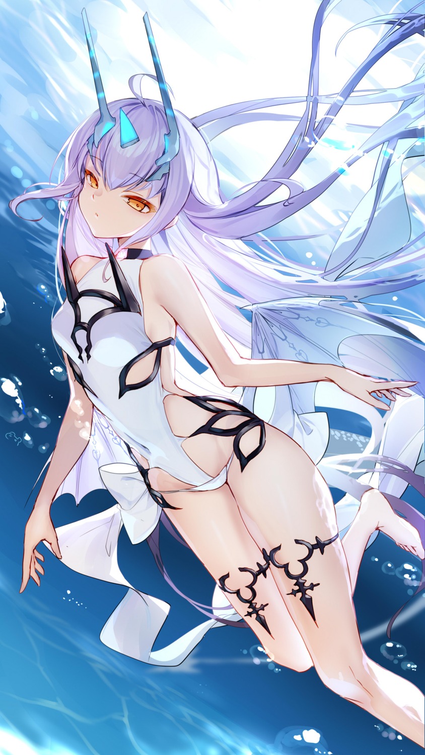 bison_cangshu fate/grand_order garter horns swimsuits wet wings