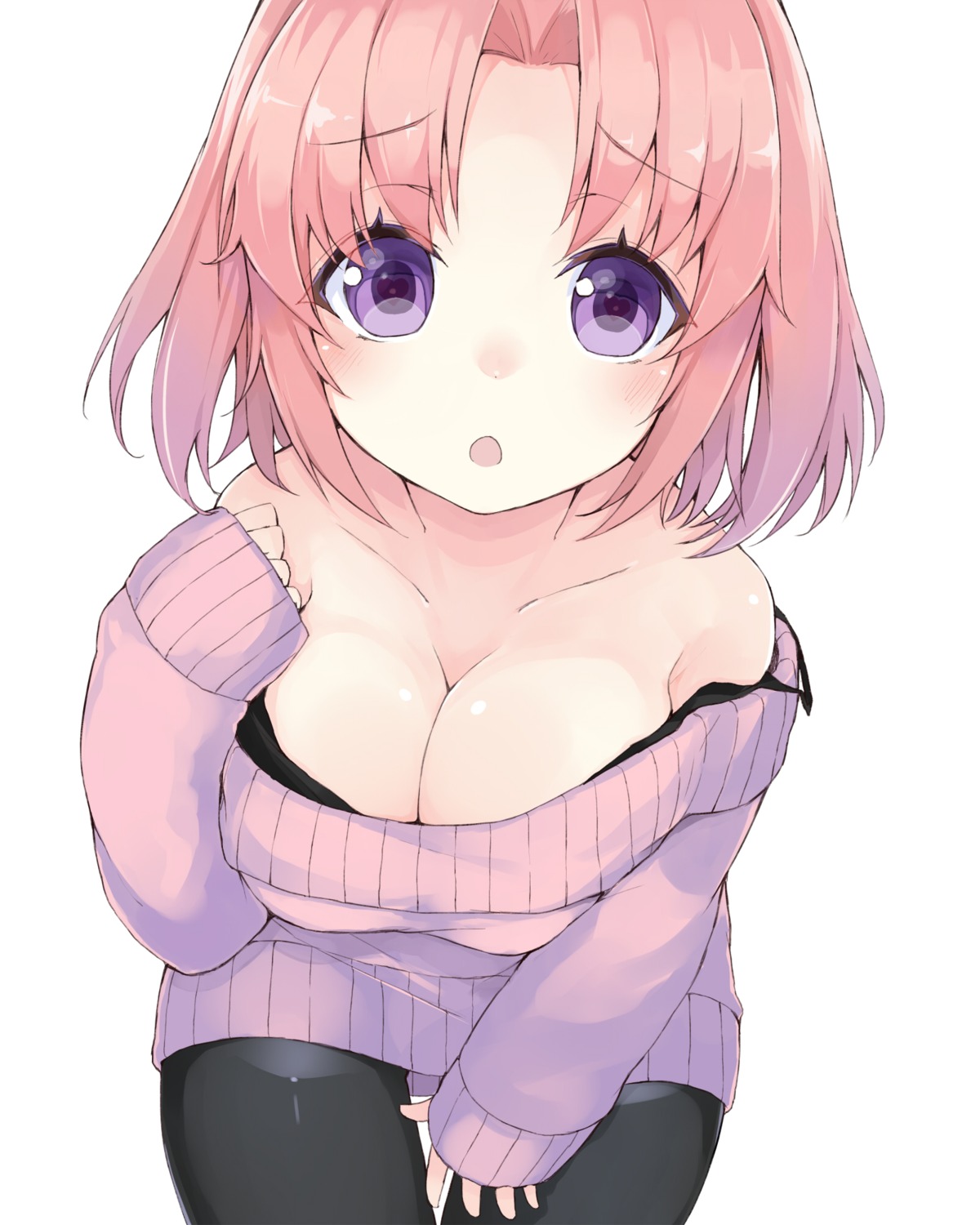 bra cleavage kou_mashiro mikakunin_de_shinkoukei pantyhose sweater yonomori_kobeni