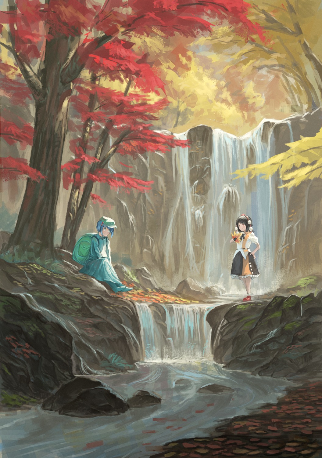 fjsmu kawashiro_nitori landscape shameimaru_aya touhou