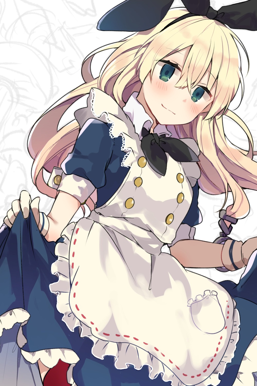 alice alice_in_wonderland dress ikeuchi_tanuma skirt_lift thighhighs