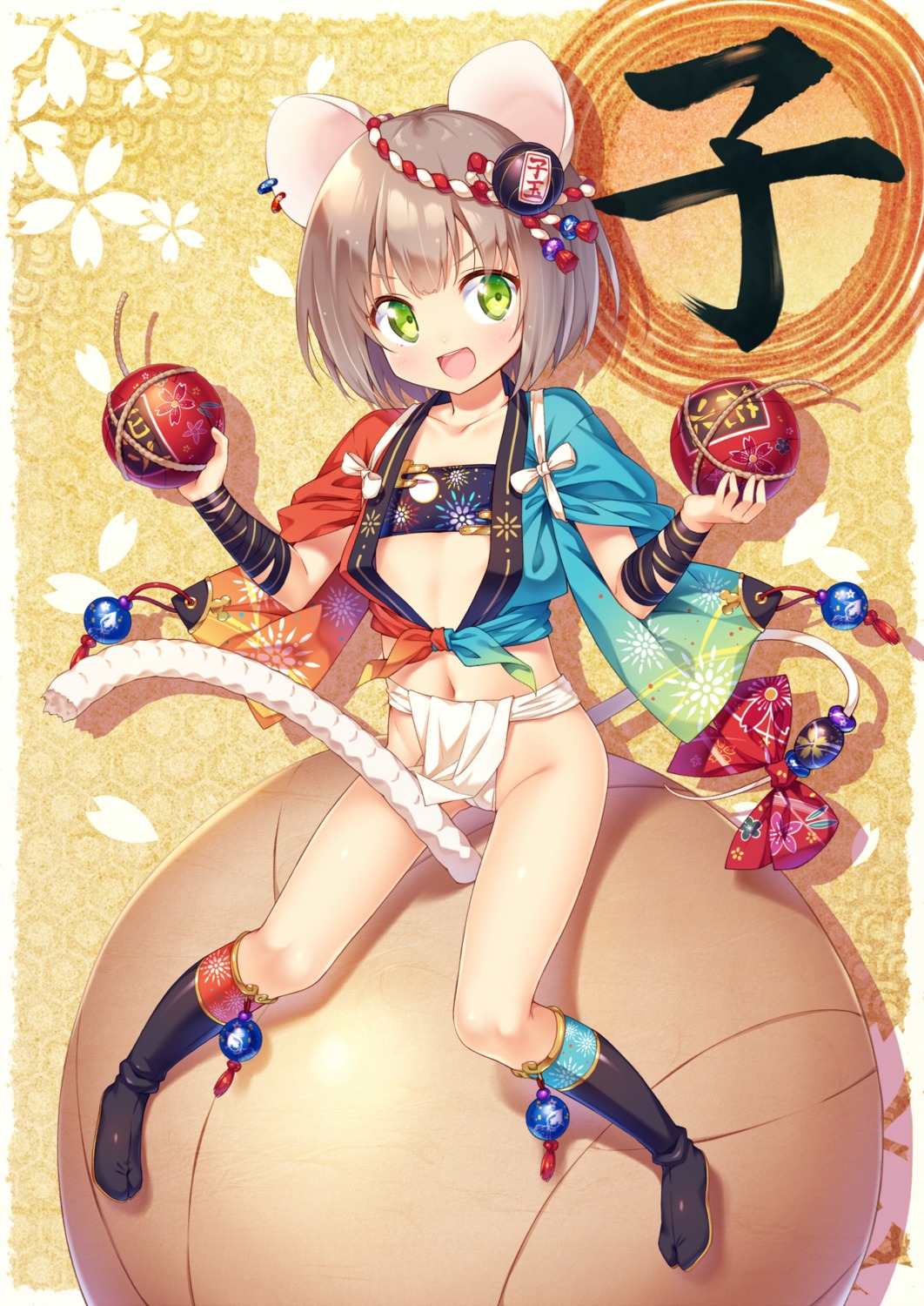 animal_ears cameltoe fundoshi japanese_clothes kazuma_(kazumav) loli open_shirt tail