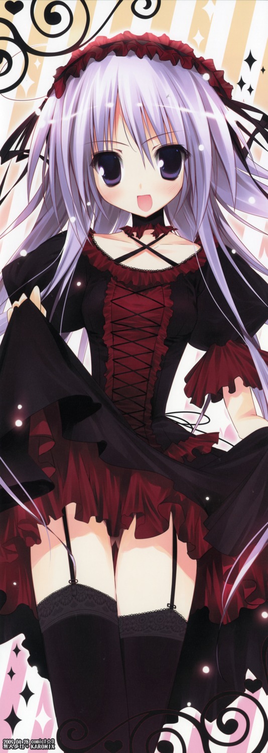 garter_belt gothic_lolita karomix karory lolita_fashion skirt_lift stick_poster stockings thighhighs