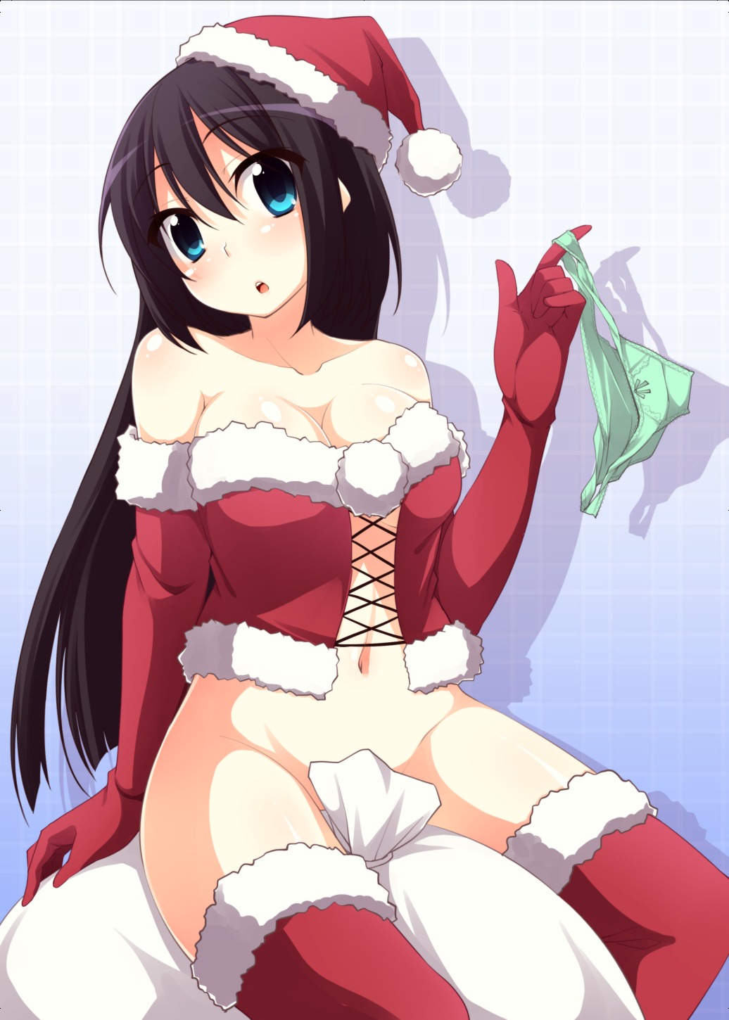 bottomless christmas cleavage nagami_yuu thighhighs