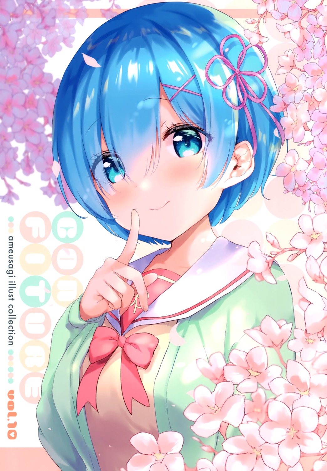 ame_usagi amedama_con re_zero_kara_hajimeru_isekai_seikatsu rem_(re_zero) seifuku sweater