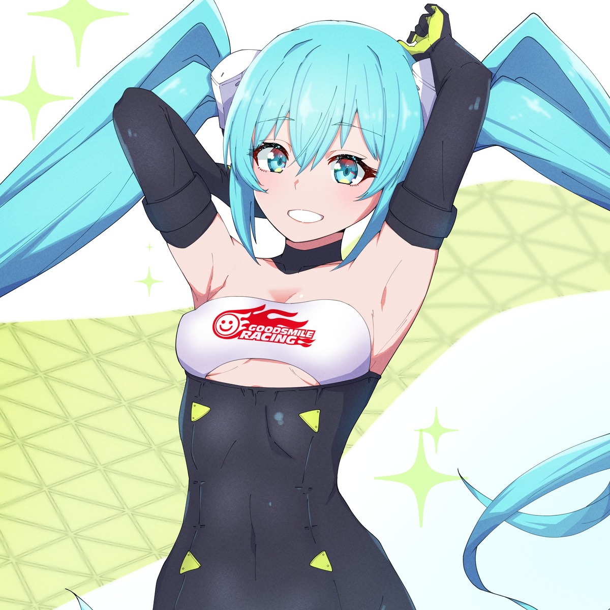 bodysuit goodsmile_racing hatsune_miku kamidan no_bra racing_miku vocaloid