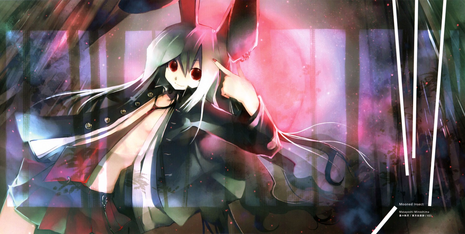 animal_ears bunny_ears kei no_bra open_shirt reisen_udongein_inaba touhou