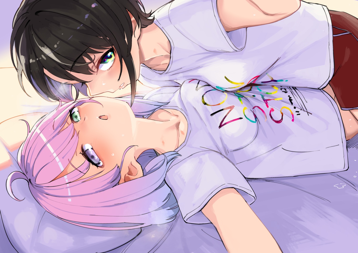 aomushi_(mushamusha) bottomless heterochromia himemori_luna hololive oozora_subaru selfie symmetrical_docking yuri