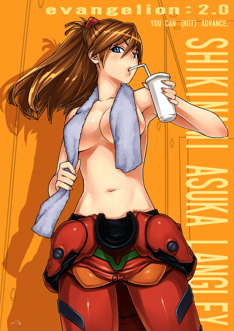 23 bodysuit neon_genesis_evangelion souryuu_asuka_langley topless towel