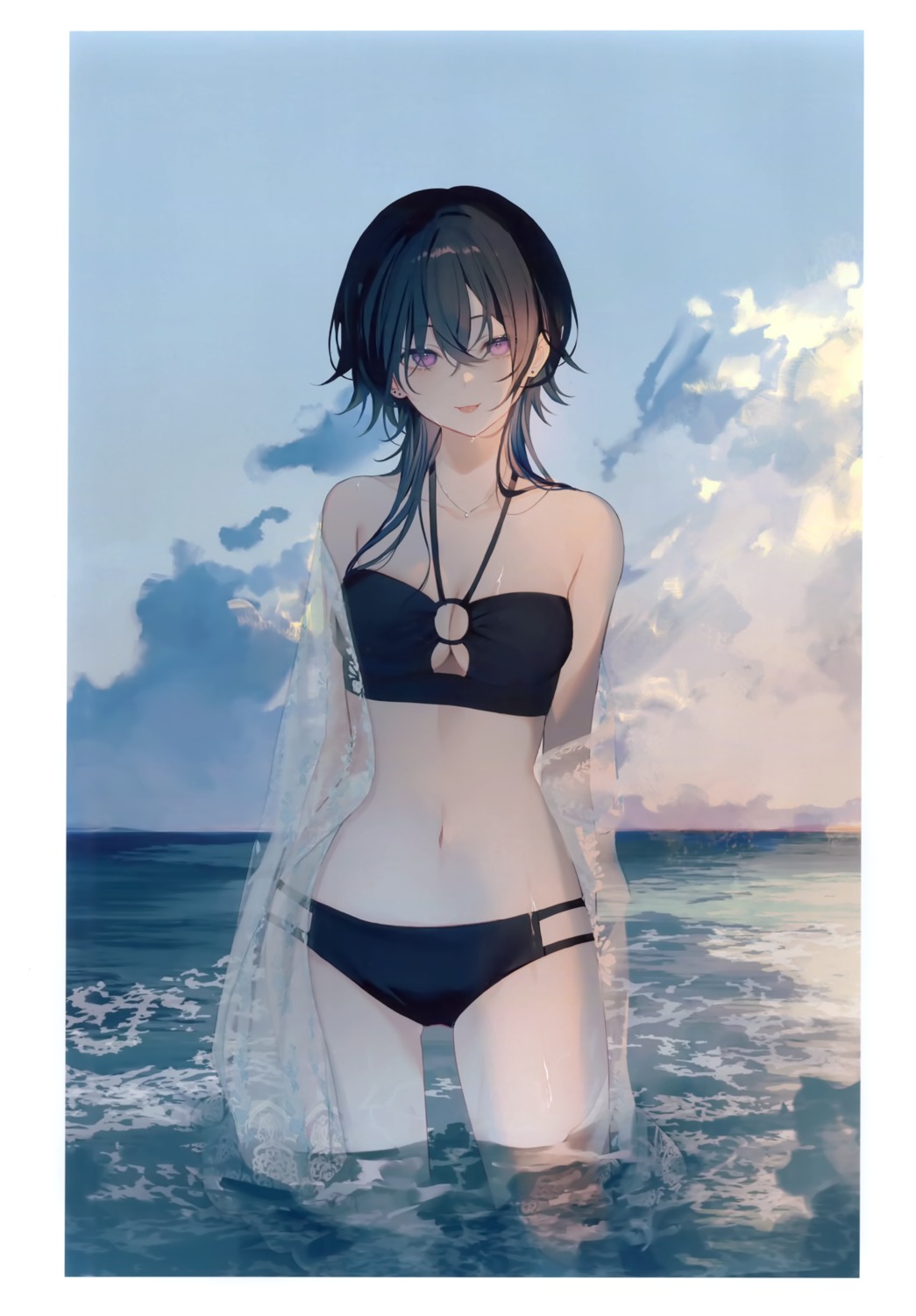 achiki bikini hanasaku ichinose_uruha lupinus_virtual_games open_shirt see_through swimsuits vspo! wet