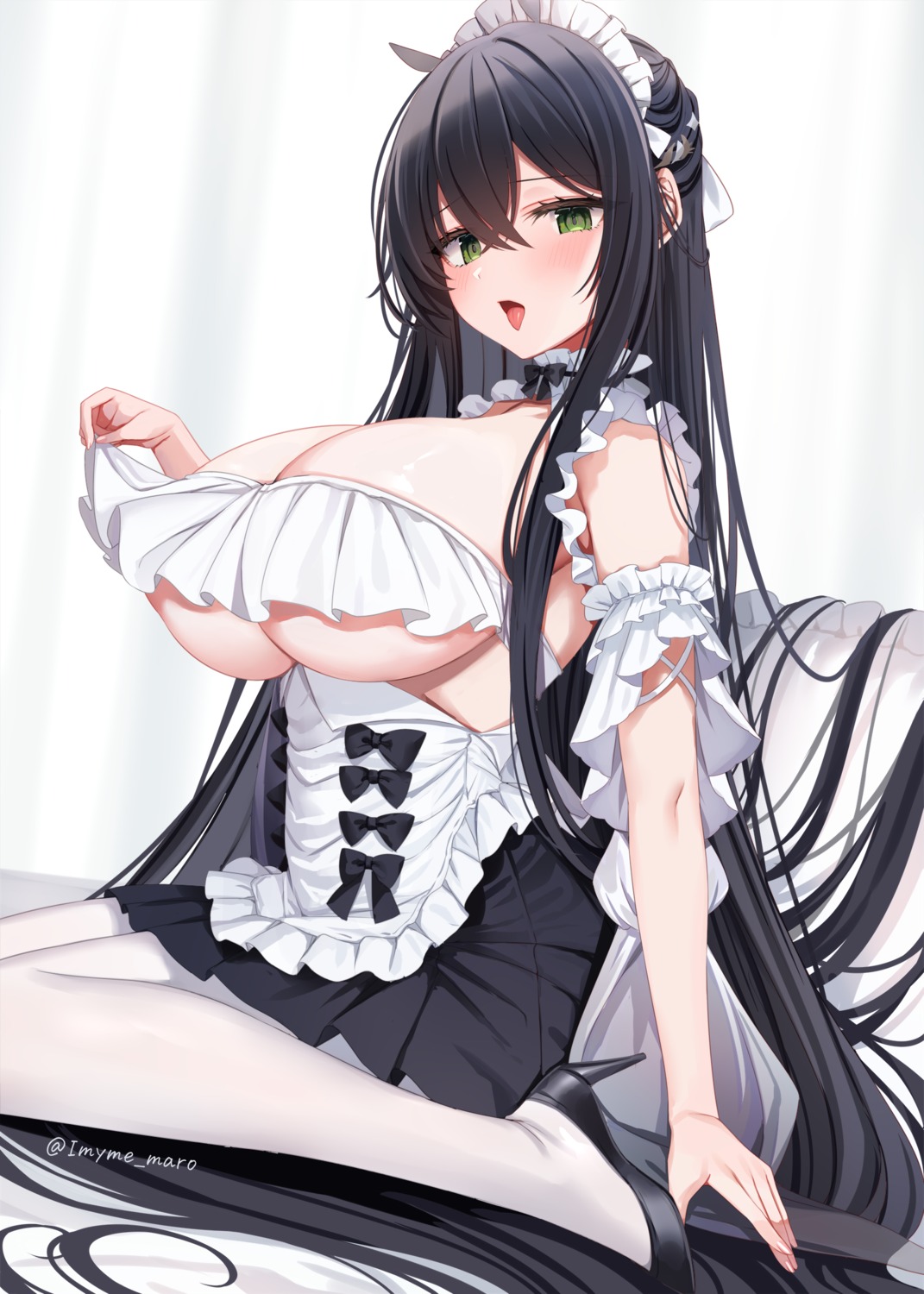 azur_lane heels indomitable_(azur_lane) maid marota no_bra pantyhose