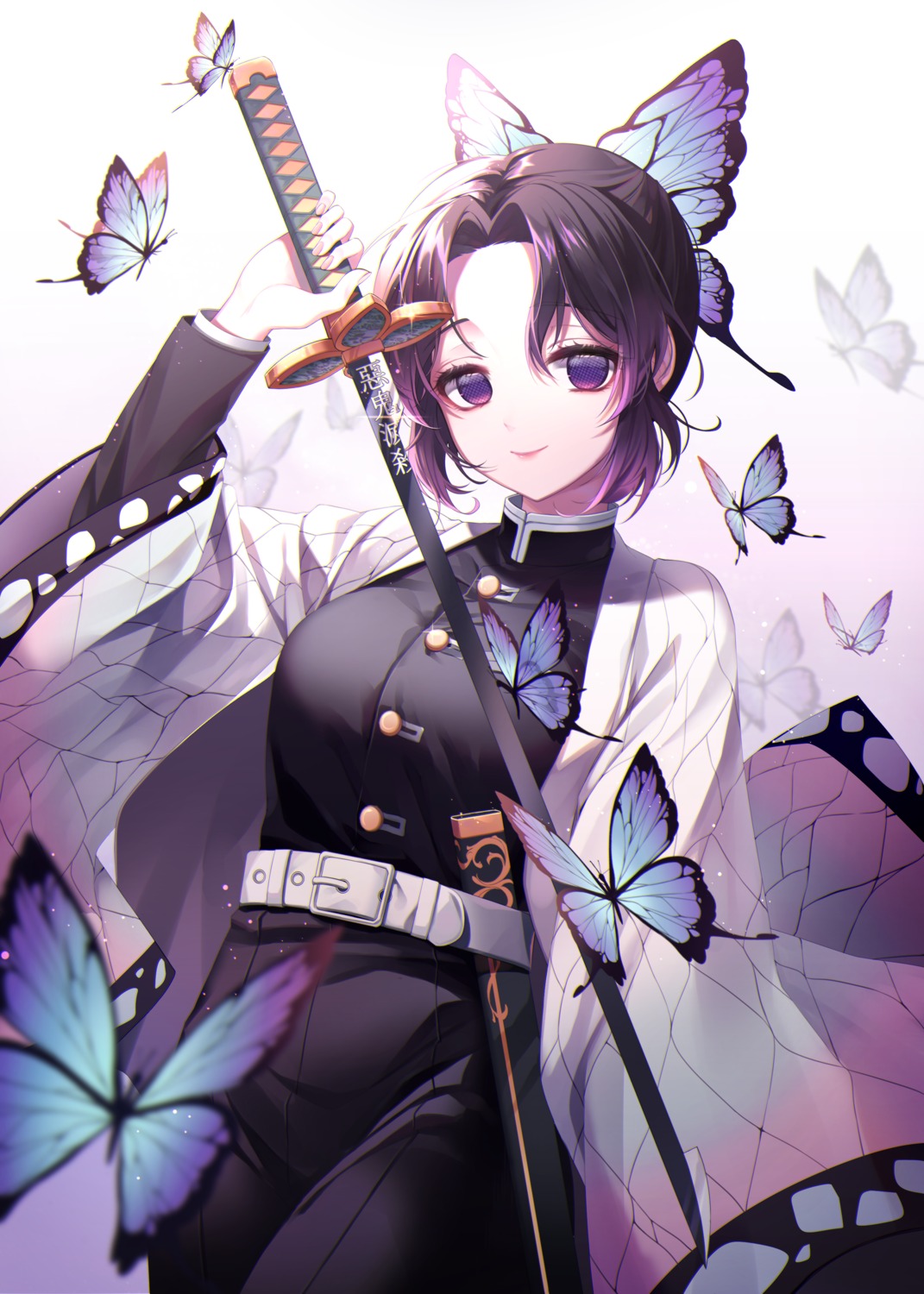 artist_revision japanese_clothes kimetsu_no_yaiba kochou_shinobu naru_0 sword uniform