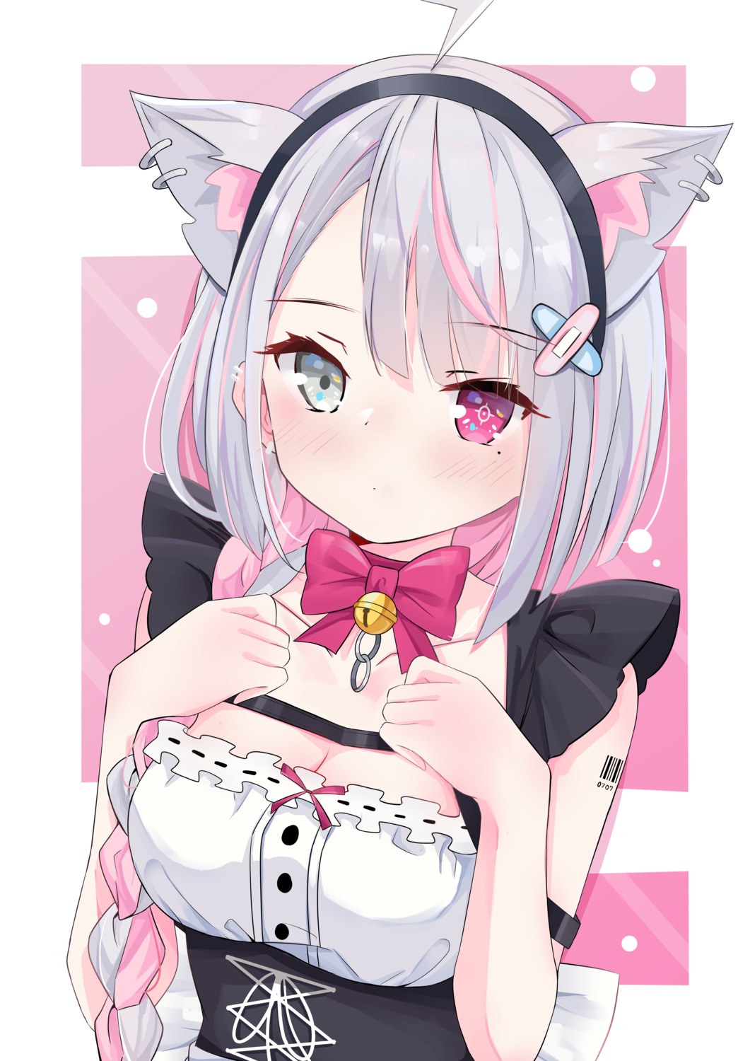 animal_ears cleavage heterochromia kaya_(tyhk7874) nekomimi roro-chan tattoo