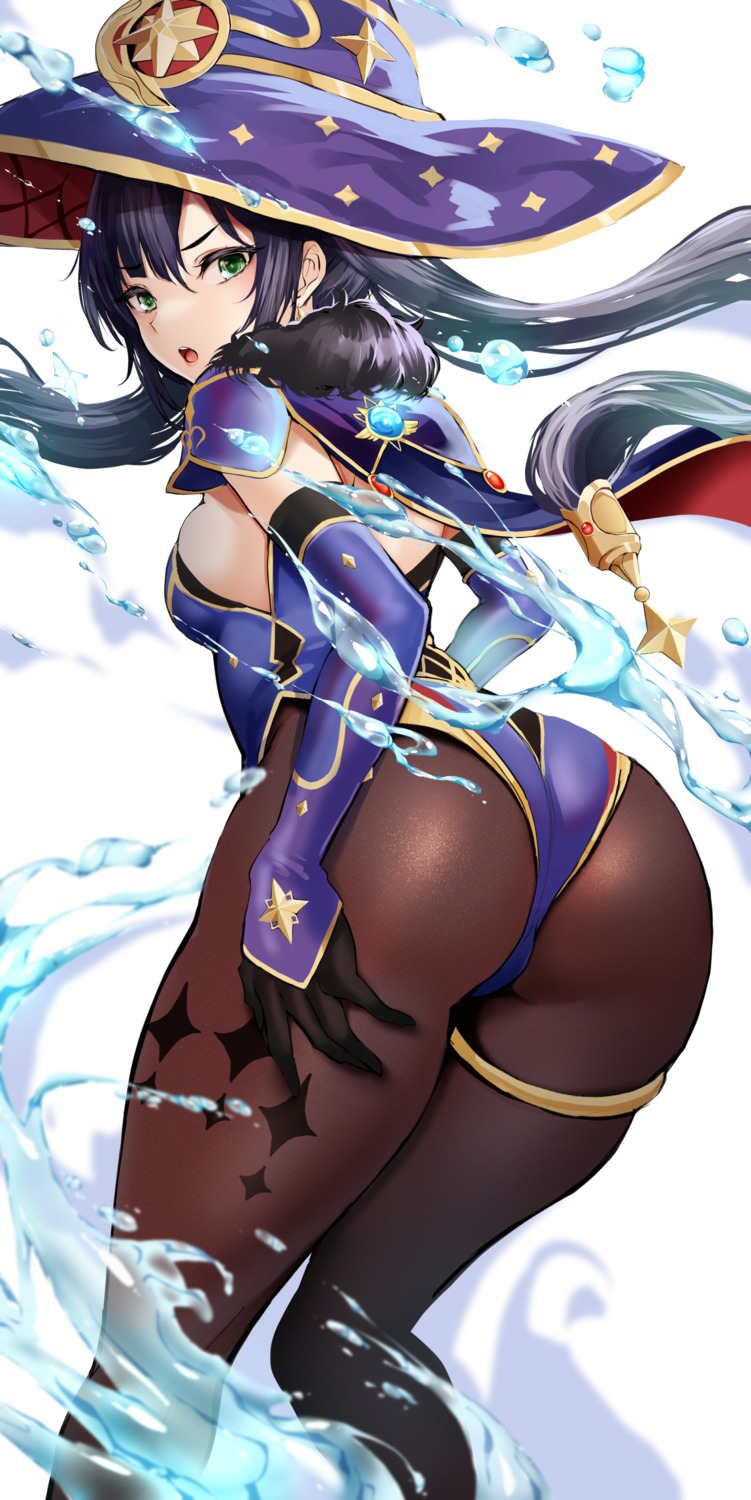 agetama ass garter genshin_impact leotard mona_megistus pantyhose witch