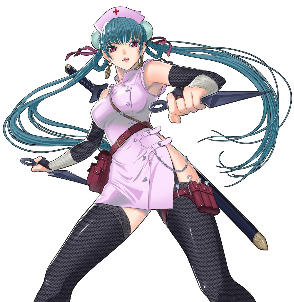 mouri_takeshi ninja nurse thighhighs weapon