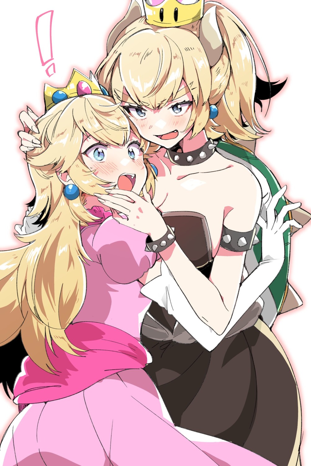 bowsette cleavage dress genderswap horns new_super_mario_bros._u_deluxe princess_peach_toadstool tail takeshima_eku