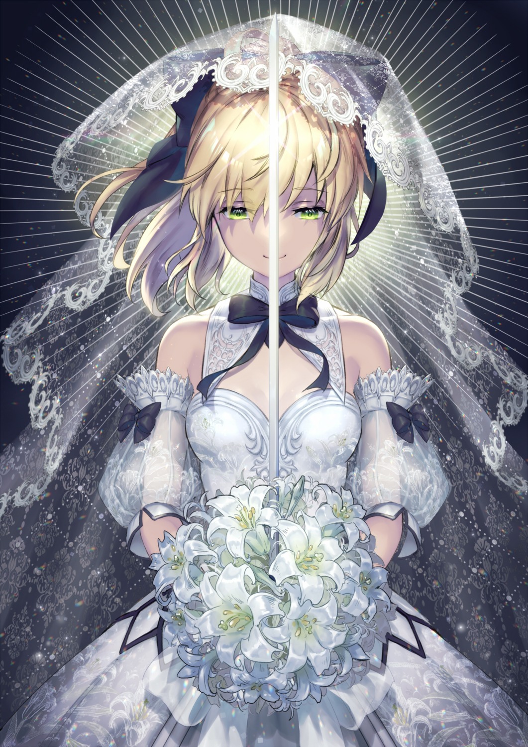 dress fate/grand_order poshii_(posy) saber saber_lily wedding_dress