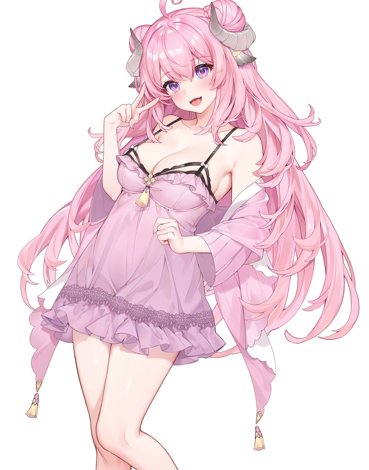 animal_ears horns indie_virtual_youtuber lingerie machi_(7769) yan_hua_(vtuber)