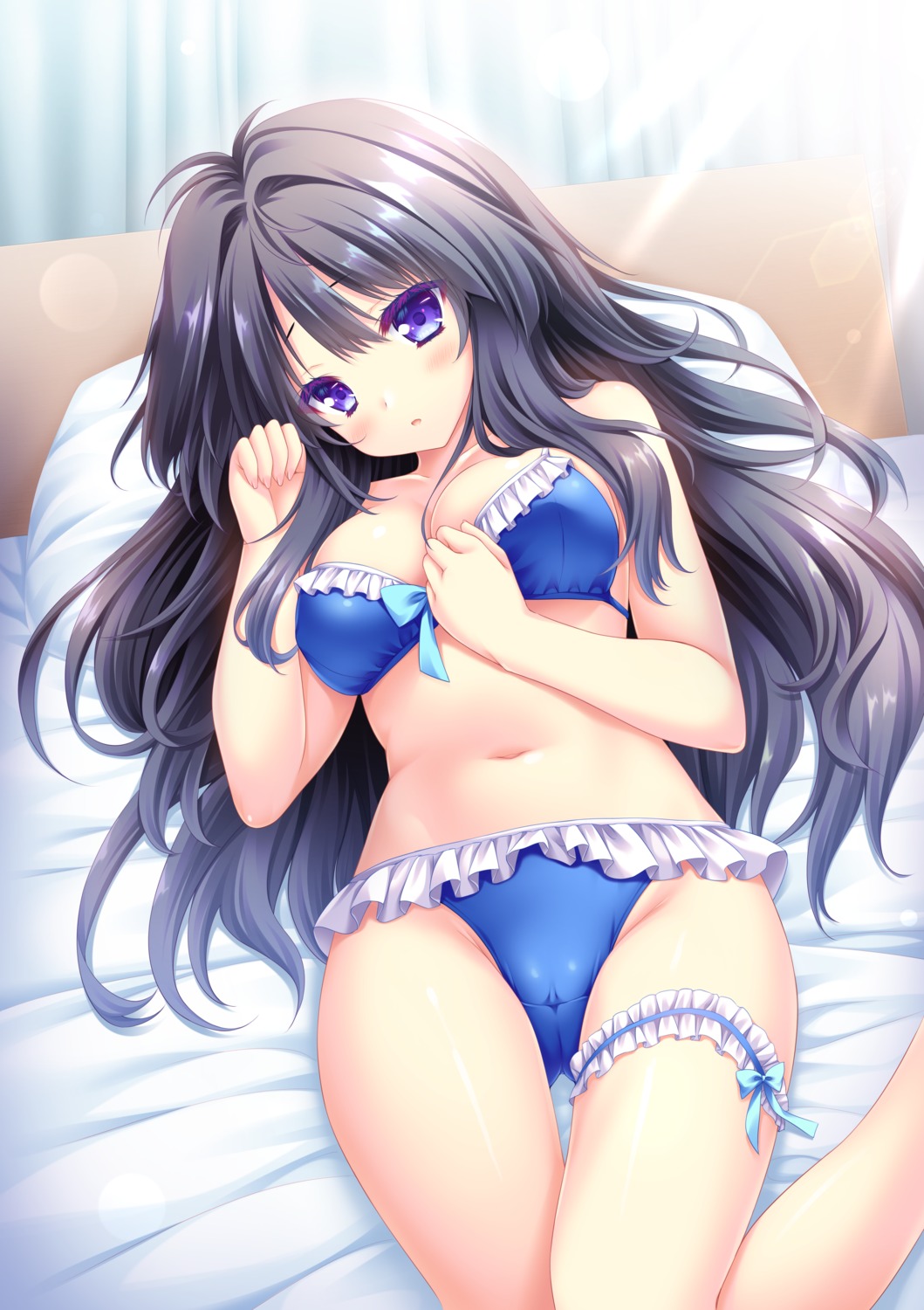 bikini cameltoe garter lump_of_sugar moekibara_fumitake sekai_to_sekai_no_mannaka_de shiratori_aira swimsuits